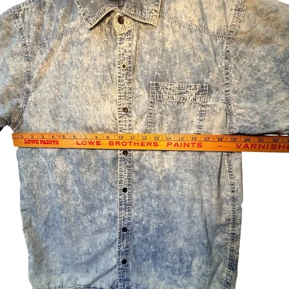 Vintage Company 81 Button Down Shirt Mens Large Blue Y2K Acid Wash Anchor Print - Picture 14 of 15